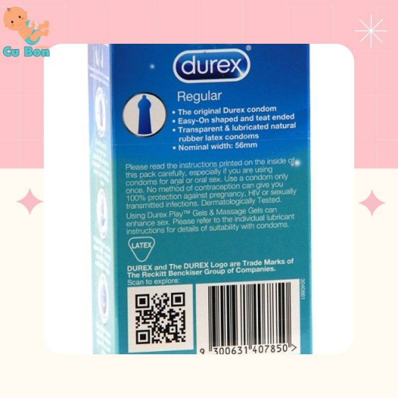 Bao cao su DUREX LOVE SEX REGULAR hộp 30 cái nội địa úc tạo cảm giác chân thực siêu mỏng mang đến trải nghiệm tuyệt vời