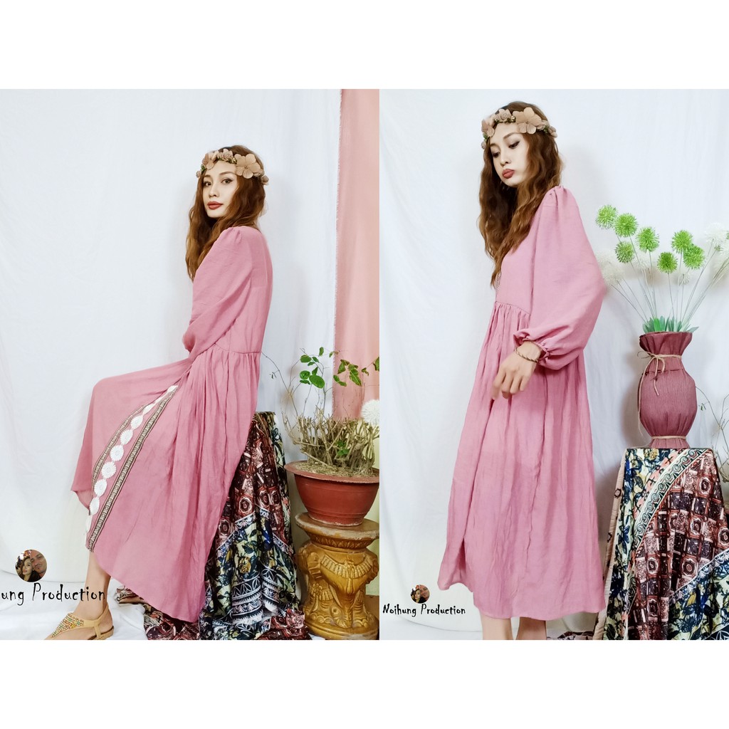 Đầm Váy Bohemian thổ cẩm maxi vintage dáng dài suông rộng đi biển đẹp xinh rẻ độc lạ tay lỡ Đủ bigsize bầu S M L XL XXL