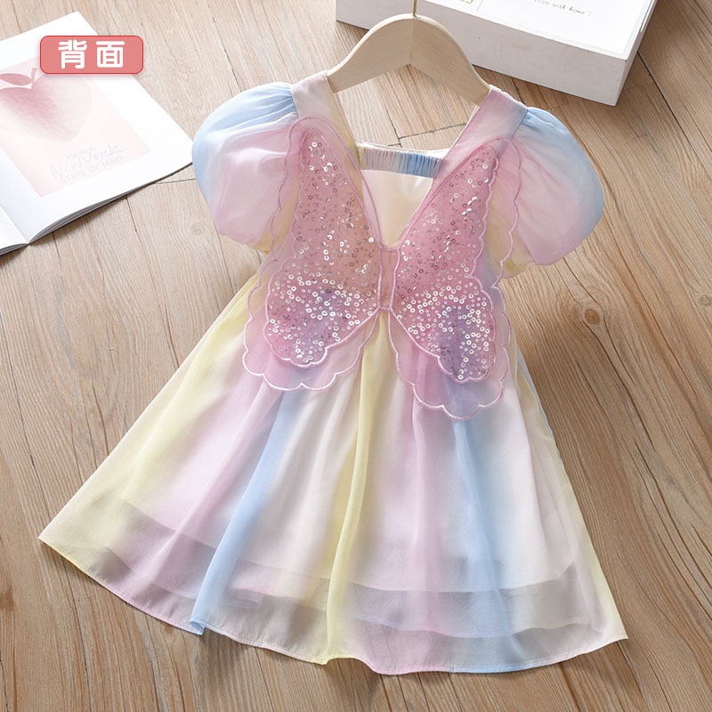 Đầm Công Chúa Chất Chiffon Tay Ngắn Hoạ Tiết Bướm Nhiều Màu Sắc Cho Bé Gái