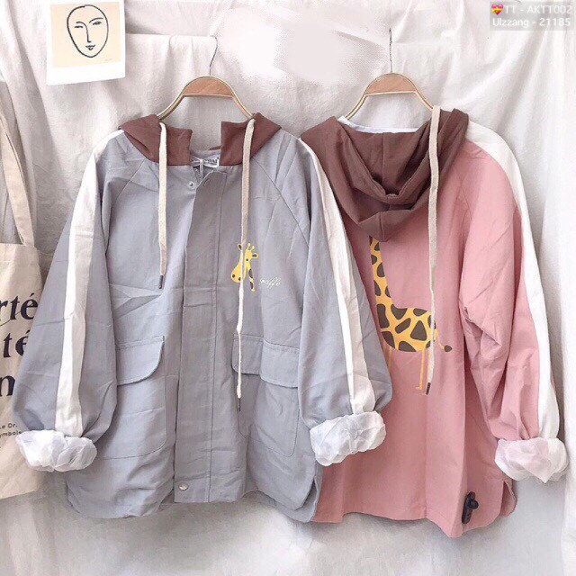 🎆𝐇𝐎𝐓𝐓𝐑𝐄𝐍𝐃🎆 033 Áo Khoác Kaki 2 Lớp in Hươu Cao Cổ Cực Hot (Kèm Video, Hình Chụp Thật) | BigBuy360 - bigbuy360.vn