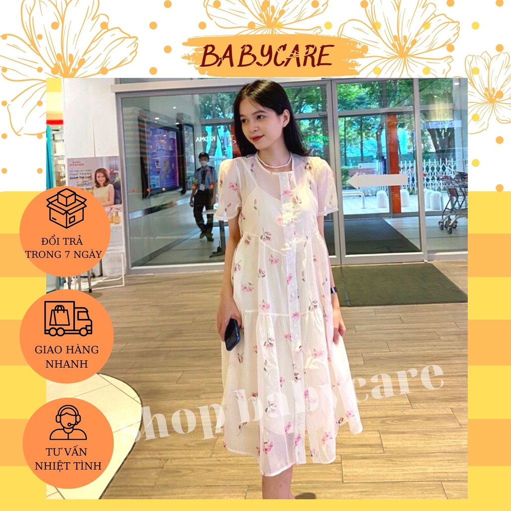 VÁY BẦU TIỂU THƯ HOA NHÍ XINH XẮN - ĐẦM BẦU ĐẸP KIỂU DÁNG HÀN QUỐC CHO MẸ BẦU