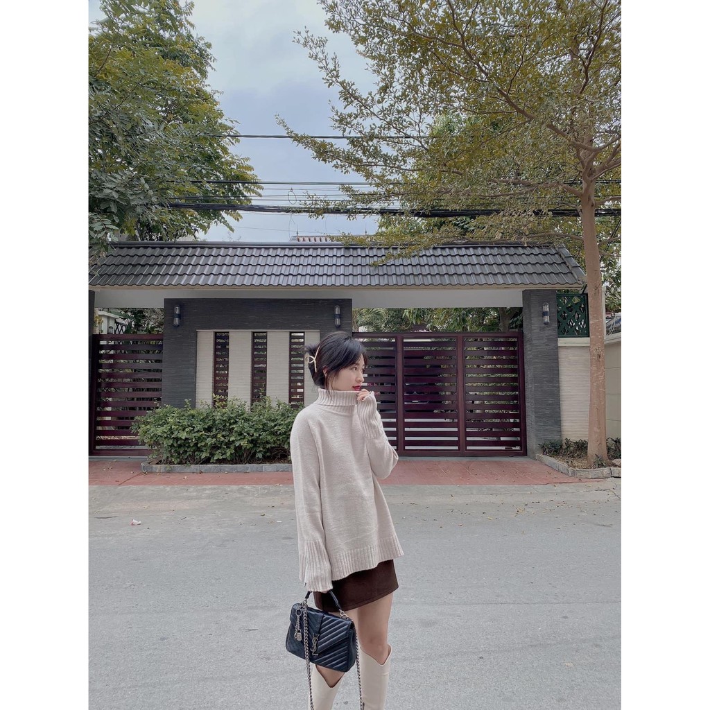 Áo len CAMLI cổ lọ nữ xuất dư Hàn Quốc Milla Off-duty, cực mềm nhẹ, ấm áp