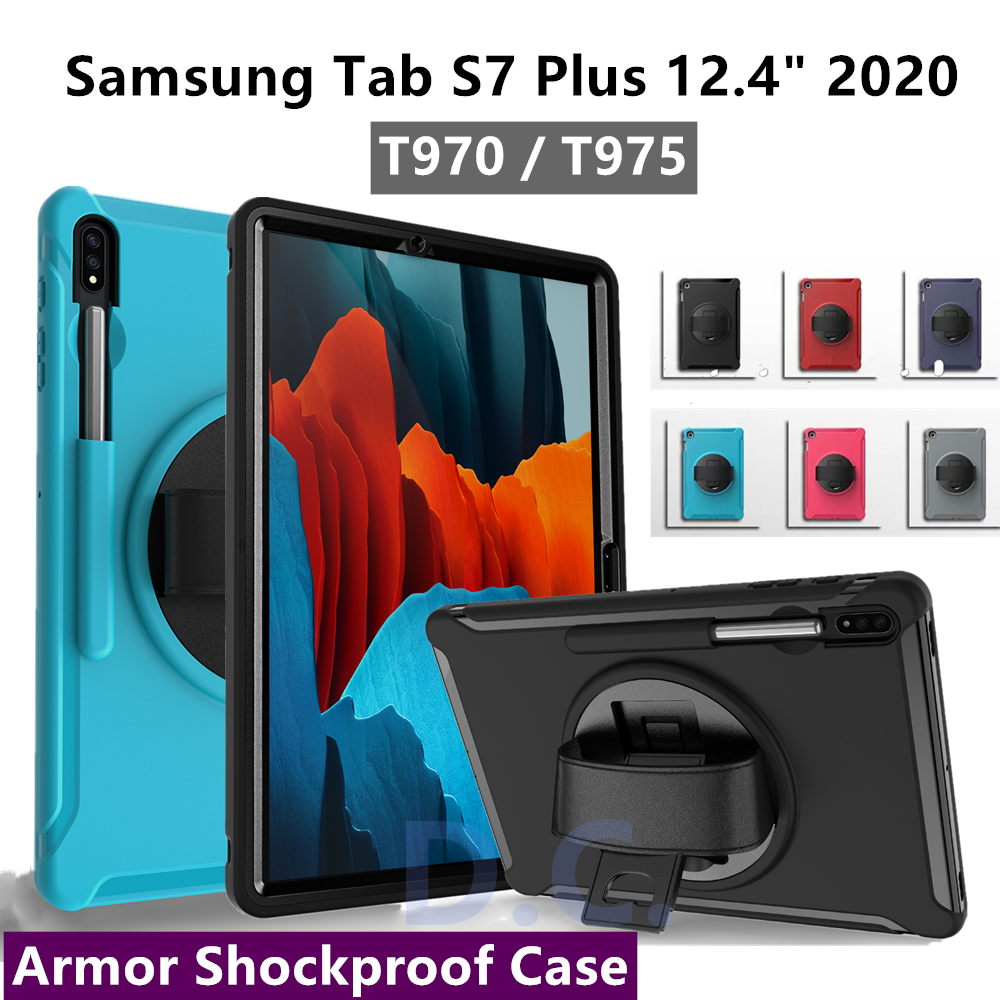 Ốp Lưng Armor Kèm Dây Đeo Tay Cho Samsung Galaxy Tab S7 Plus S7 + 12.4 “T970 T976 T975 2020 Premium