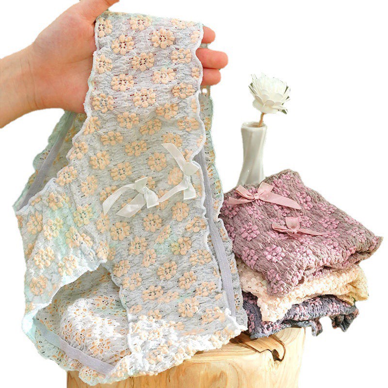 Quần Lót Nữ ❤️FREESHIP❤️ Quần Chíp Ngàn Hoa Nhí Cao Cấp có đính 2 nơ giữa sexy quyến rũ mẫu A48