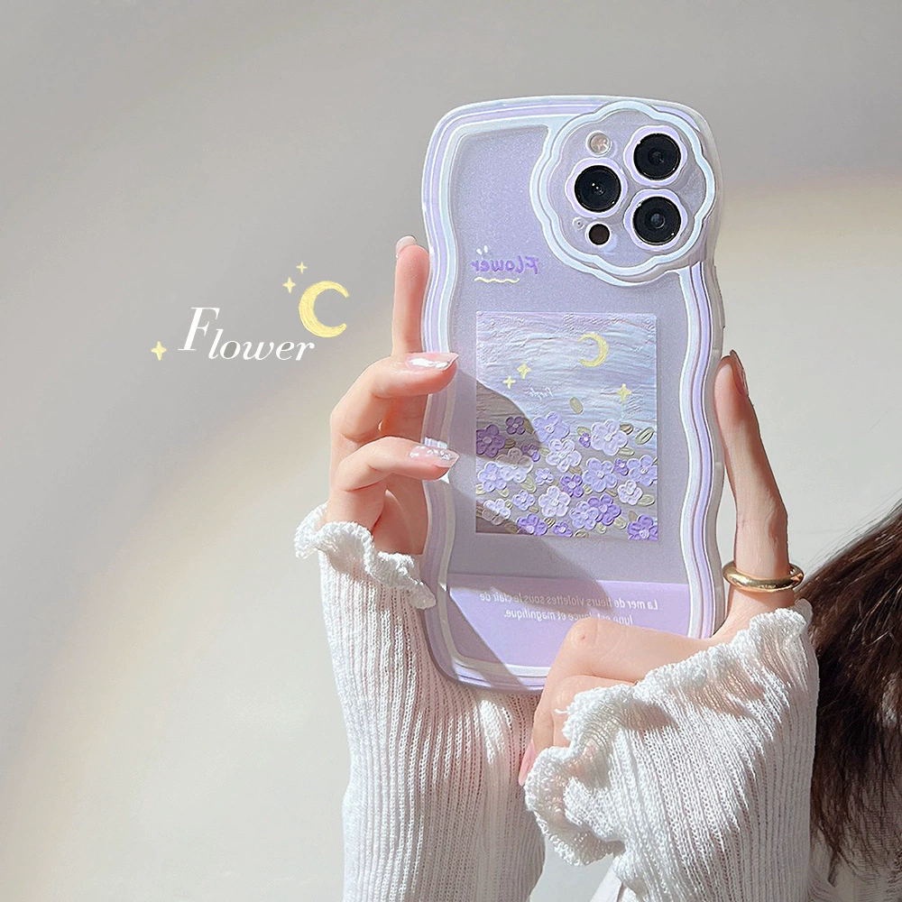 Ốp Điện Thoại Họa Tiết Tranh Sơn Dầu Hình Hoa Kèm Dây Đeo Cho IPhone 13promax 12 11 7Plus X XR XSMAX