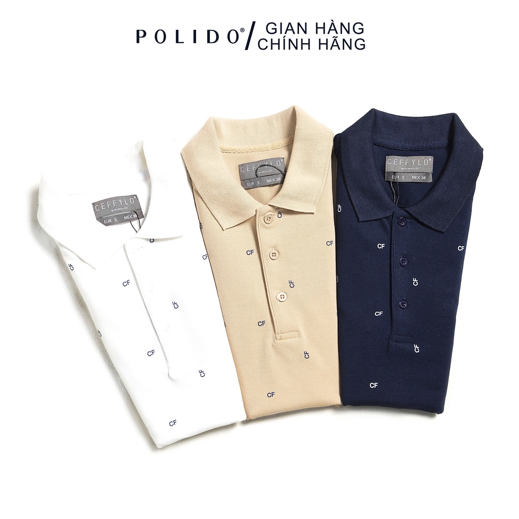Áo Polo Họa Tiết In Tràn CEFFYLO Chất Liệu Chống Nhăn Co Giãn, Form Ôm Nhẹ Lịch Lãm