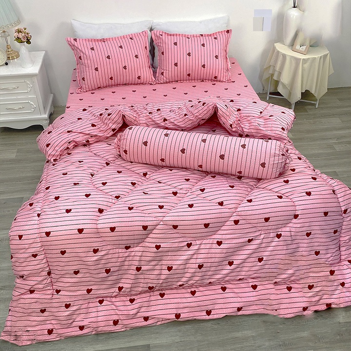 CHĂN PHAO Ga Gối poly cotton [Loại Đẹp] [ 1 Chăn phao + 1 Ga chun + 2 Vỏ gối nằm + 1 Vỏ gối ôm ]