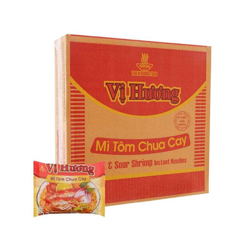 Thùng 30 gói mì tôm chua cay Vị Hương 65gr
