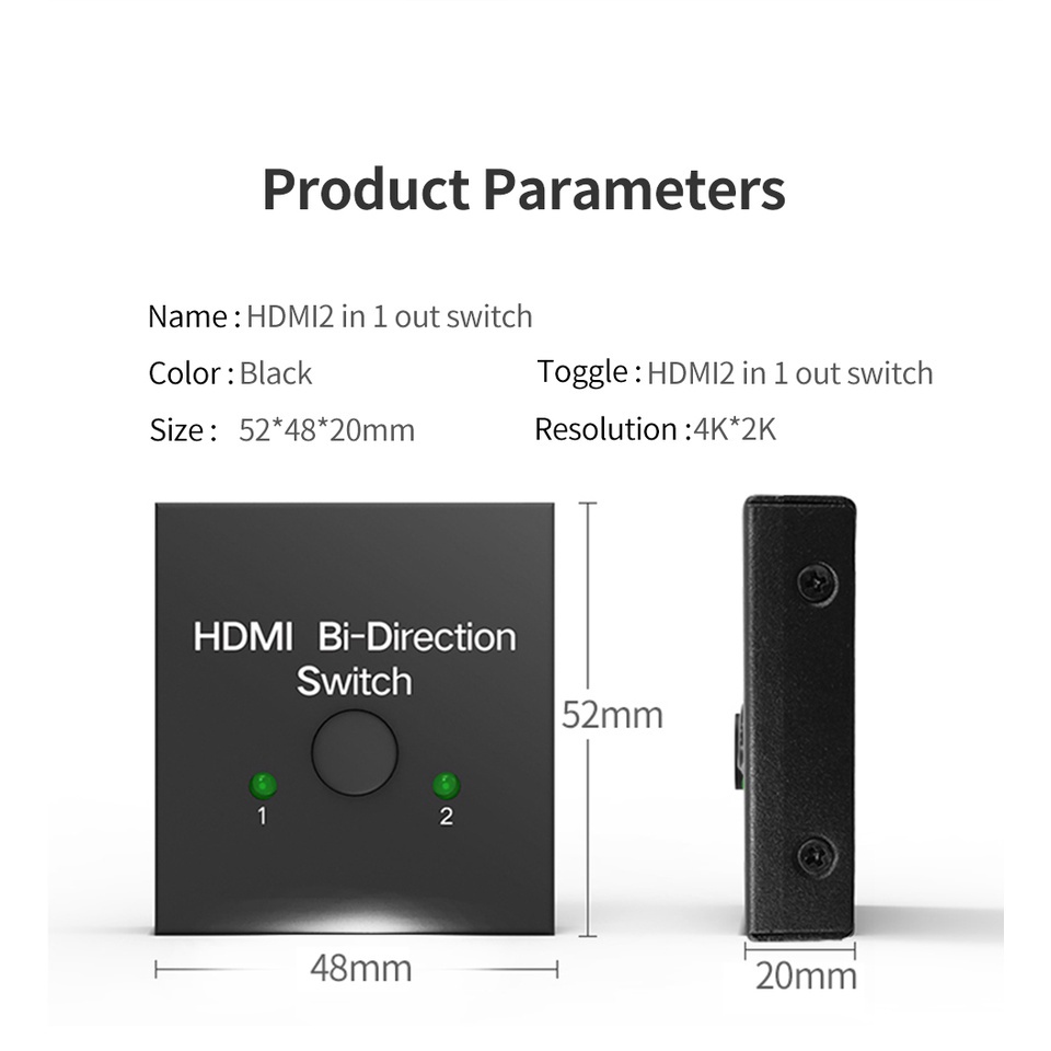 Bộ ChuyểN ĐổI HDMI 4K 2 CổNg 1x 2/2x1 KVM Hỗ Trợ Ultra HD 4K 3D HDR HDCP Cho PS4 Xbox HDTV