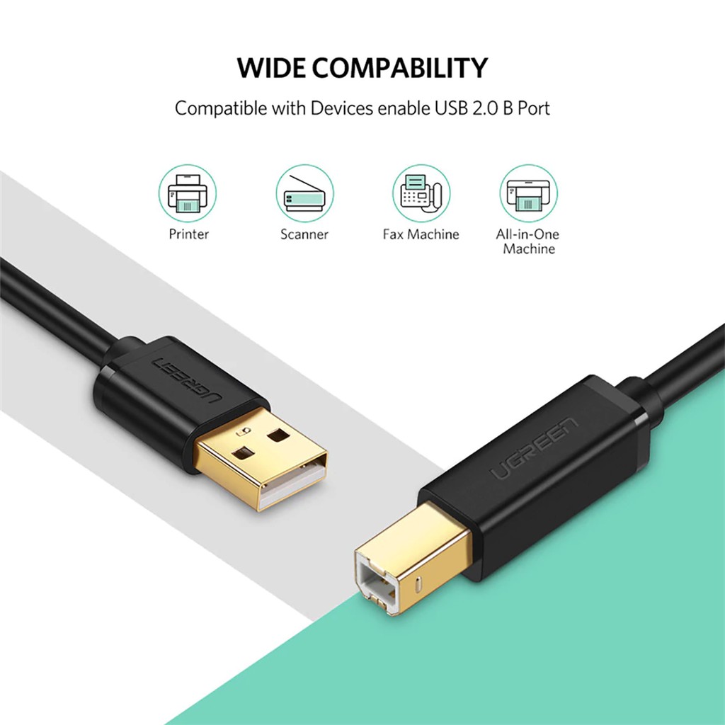 Cáp máy in USB 2.0 cao cấp UGREEN US135 - BH 18T Chính Hãng