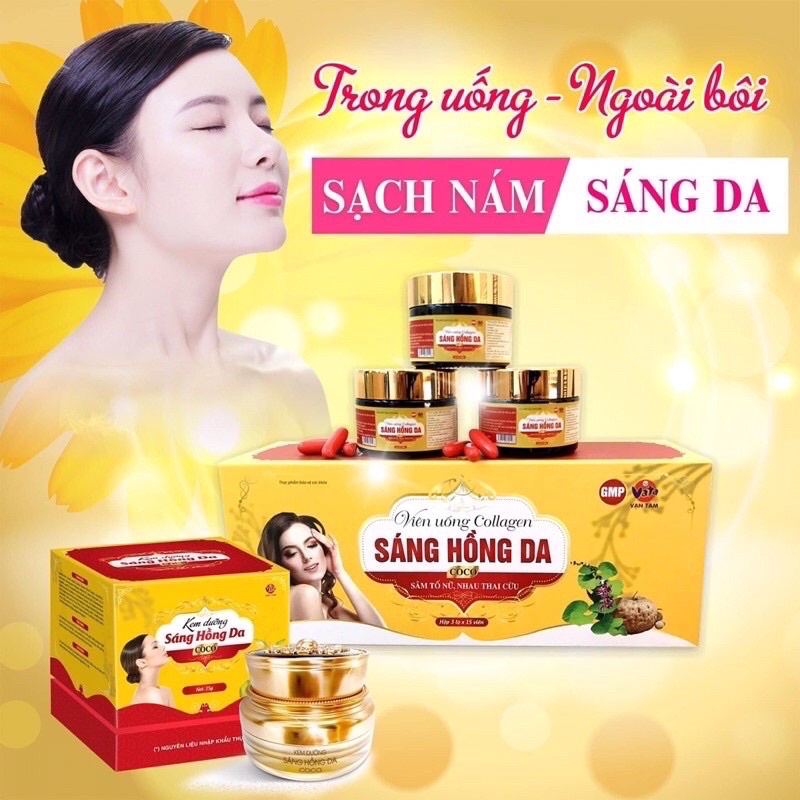 VIÊN UỐNG COLLAGEN SÁNG HỒNG DA - NHAU THAI CỪU - SÂM TỐ NỮ