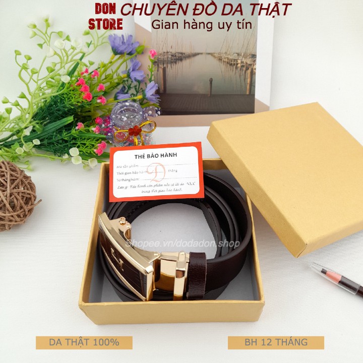 Thắt Lưng Nam Cao Cấp Khóa INOX Chống Gỉ - Dây Da Bò 1 Lớp Kiểu Khóa Kẹp Rút Chống Trượt (BH 12 Tháng)