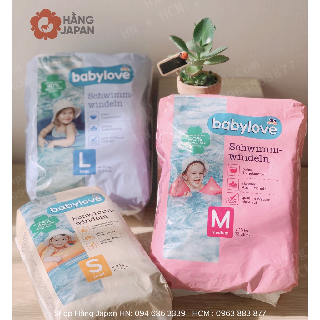 Bỉm bơi dán/quần Babylove Đức cho bé đủ sz: S/M/L từ 12-20kg