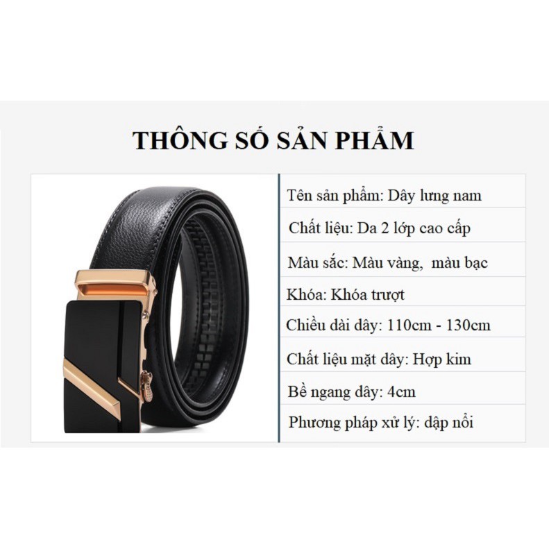 Thắt Lưng Da Nam Khóa Tự Động Cao Cấp. Dây Nịt Nam Da Bò 100%