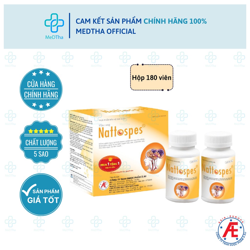 Nattospes - Tăng Cường Tuần Hoàn Não, Phòng ngừa Tai Biến Mạch Máu Não, Đột Quỵ Tắc Mạch (Hộp 90, 180 viên) [Chính Hãng]