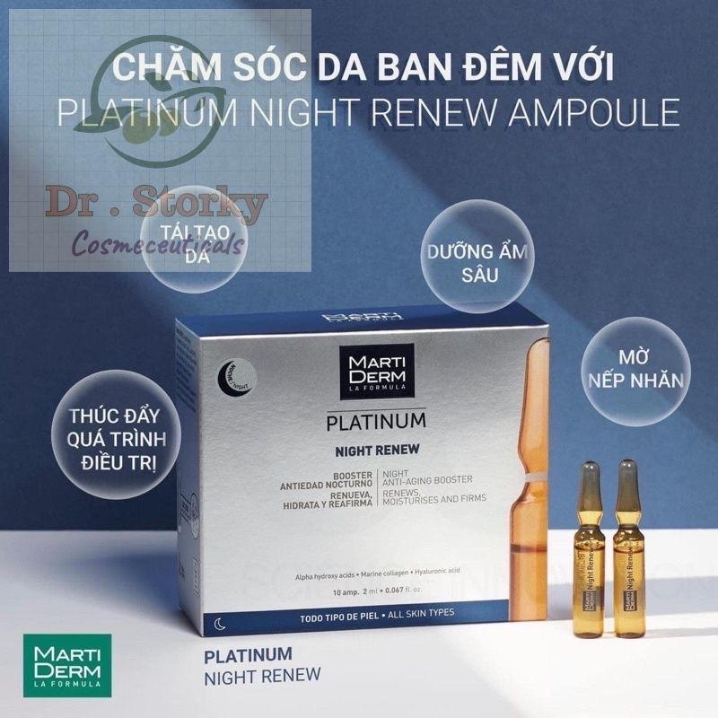 MartiDerm Platinum Night Renew - Ampoule Chống Lão Hoá & Tái Tạo Da Ban Đêm