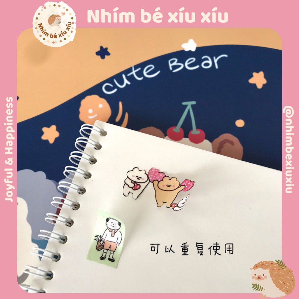 Sổ chiết lưu trữ sticker washi tape bìa màu siêu cute size A4/A5 VT303