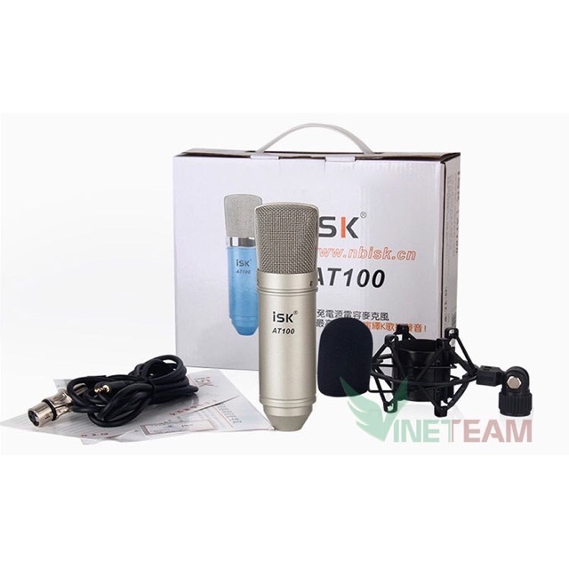 Combo mic thu âm Livestream ISK AT100 Hoa Vinh và SuondCard XOX K10 bản 2020 cao cấp hát cực Hay