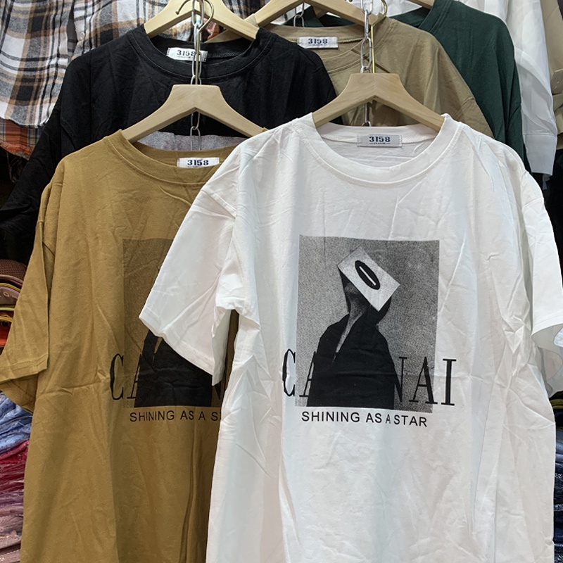 Áo thun nữ 3158 in hình form rộng tay lỡ chất cotton hàng Quảng Châu ANDOSA AT18