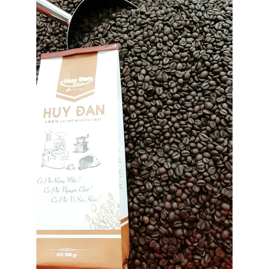 [QUÀ TỪ 1KG Arabica Robusta] 500gr Cà phê Rang Mộc HUYDAN COFFEE - Cà phê rang xay mộc pha phin pha máy