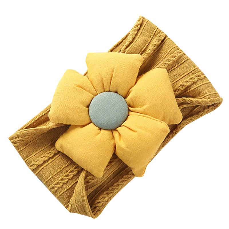 Băng Đô Cài Tóc Bản Rộng Bằng Nylon In Họa Tiết Hoa Phối Sọc Cho Bé Sơ Sinh