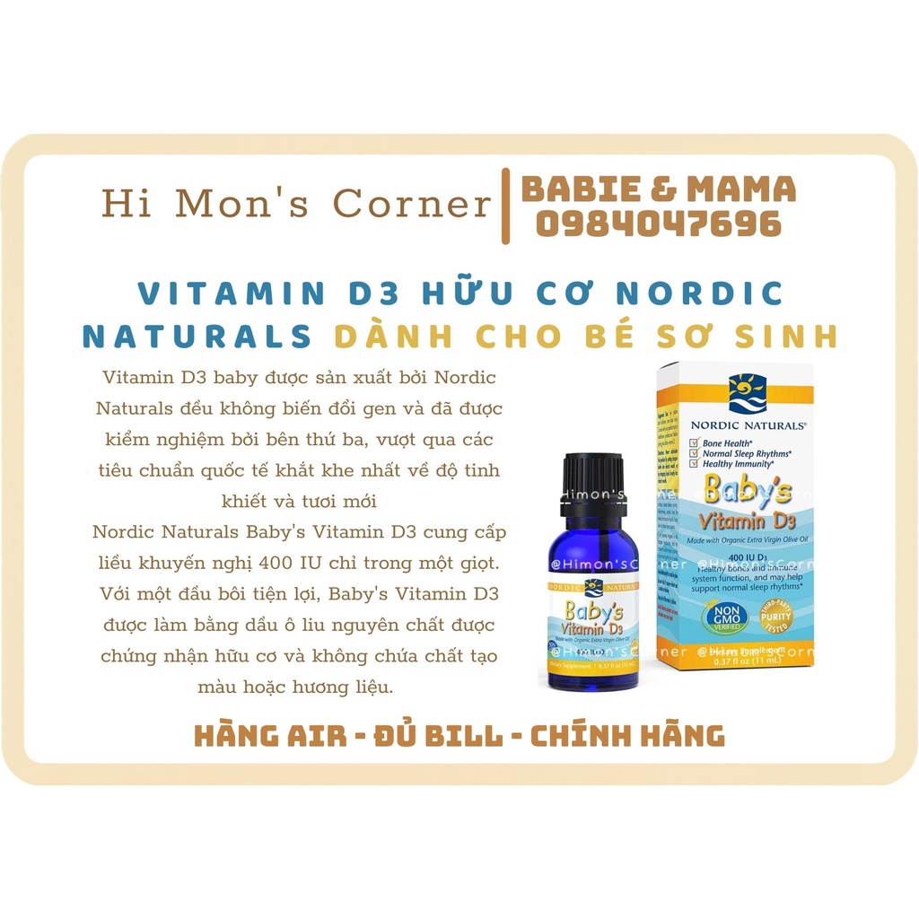 Vitamin d3 hữu cơ Nordic Naturals cho bé 0m thumbnail