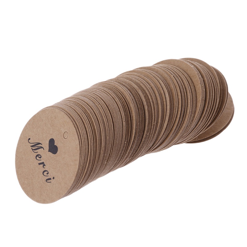 Set 100 Nhãn Dán Chữ Thank You Màu Nâu Có Lỗ Treo Trang Trí Bánh Kem Tráng Miệng Cho Trẻ Em