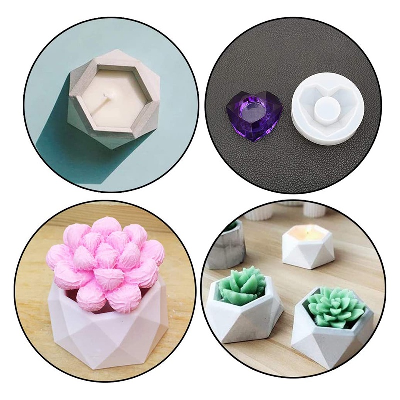 Khuôn silicon dùng làm chậu hoa / xà phòng / nến / đất sét / xi măng 3D tiện lợi đa năng
