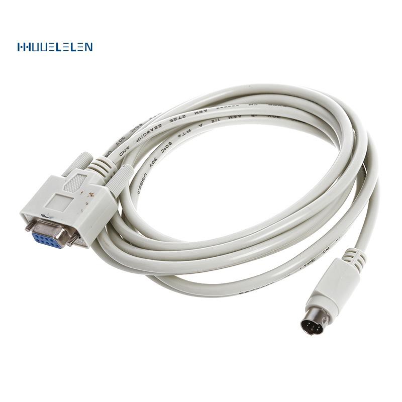 DB9P to 8P Mini Din RS232 Download Cable White 8.2 Ft for PLC DVP-EH