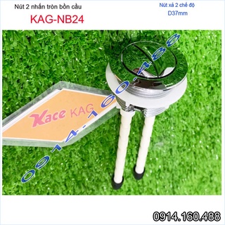 Nút nhấn cầu xả 2 nhấn tròn lỗ sứ D3.7-4cm, nút xả cầu KAG-NB24, nút nhấn tròn ấn tay êm màu inox bóng