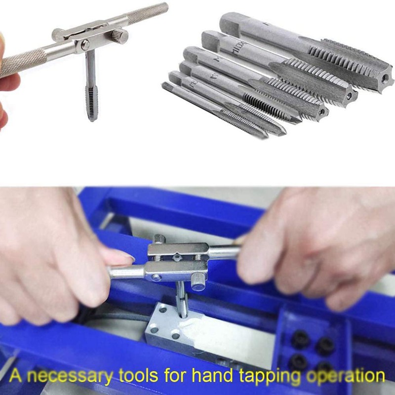 High Quality 7Pcs 7.7Inch T-Handle Ratchet Tap Holder Wrench Metric Plug Tap