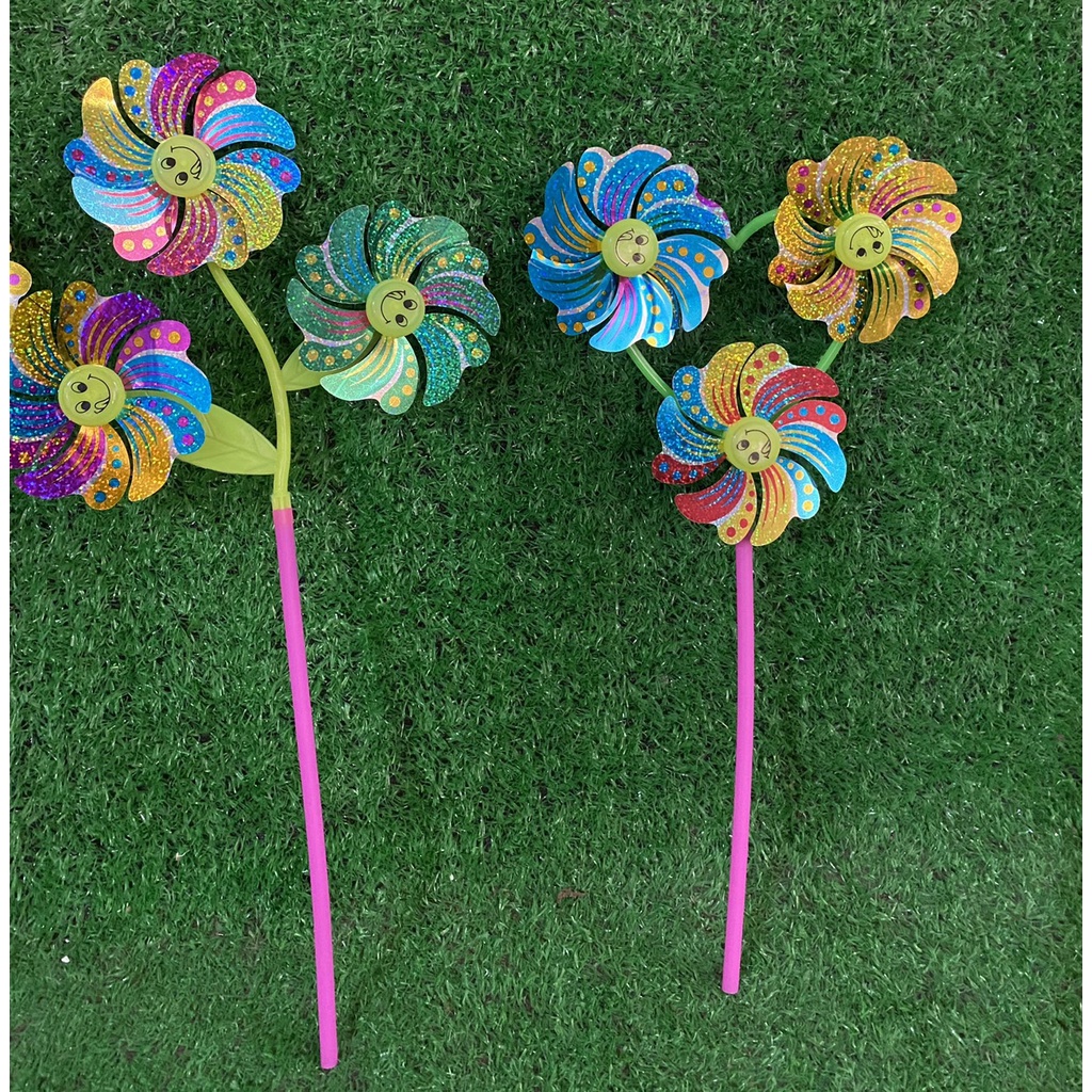 Chong chóng 3 cánh, 6 cánh bảy màu quay tròn trong gió cho bé