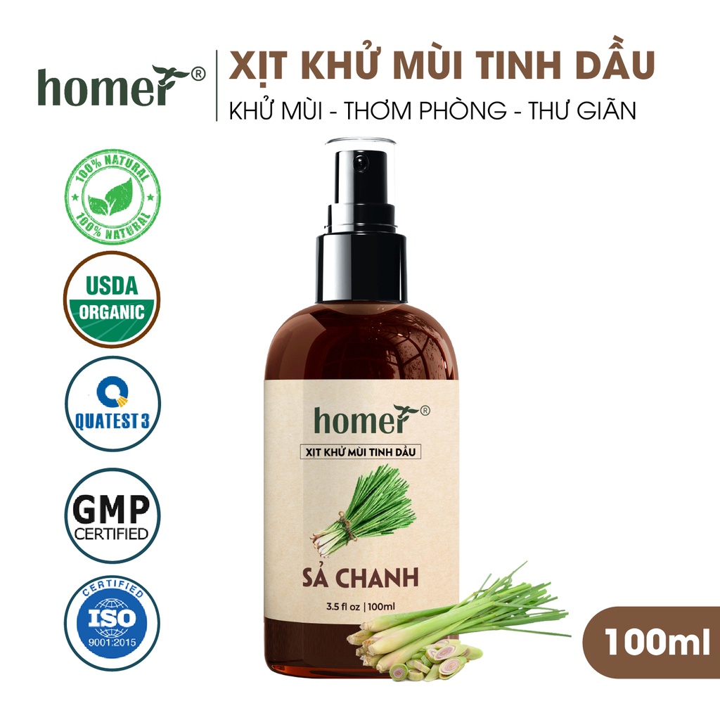 Xịt khử mùi tinh dầu Homer Thiên nhiên - Dung tích 100ml