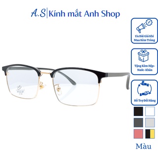 Gọng kính vuông nam nữ thời trang chất liệu nhựa dẻo kết hợp kim loại kiểu dáng đẹp dễ đeo 6205
