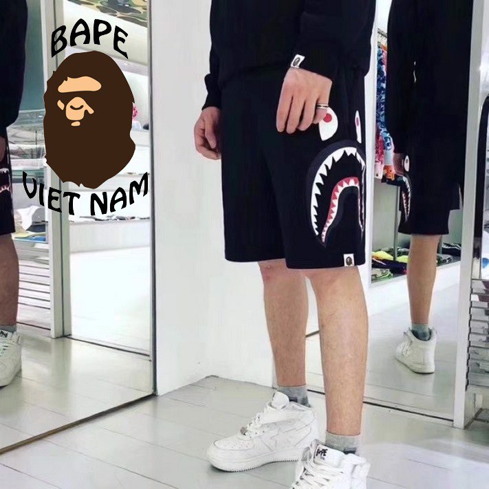 [Ảnh thật + FREESHIP] Short Bape Double Shark black, Quần đùi Bape Cá Mập Shark SS2020 Bape Việt Nam