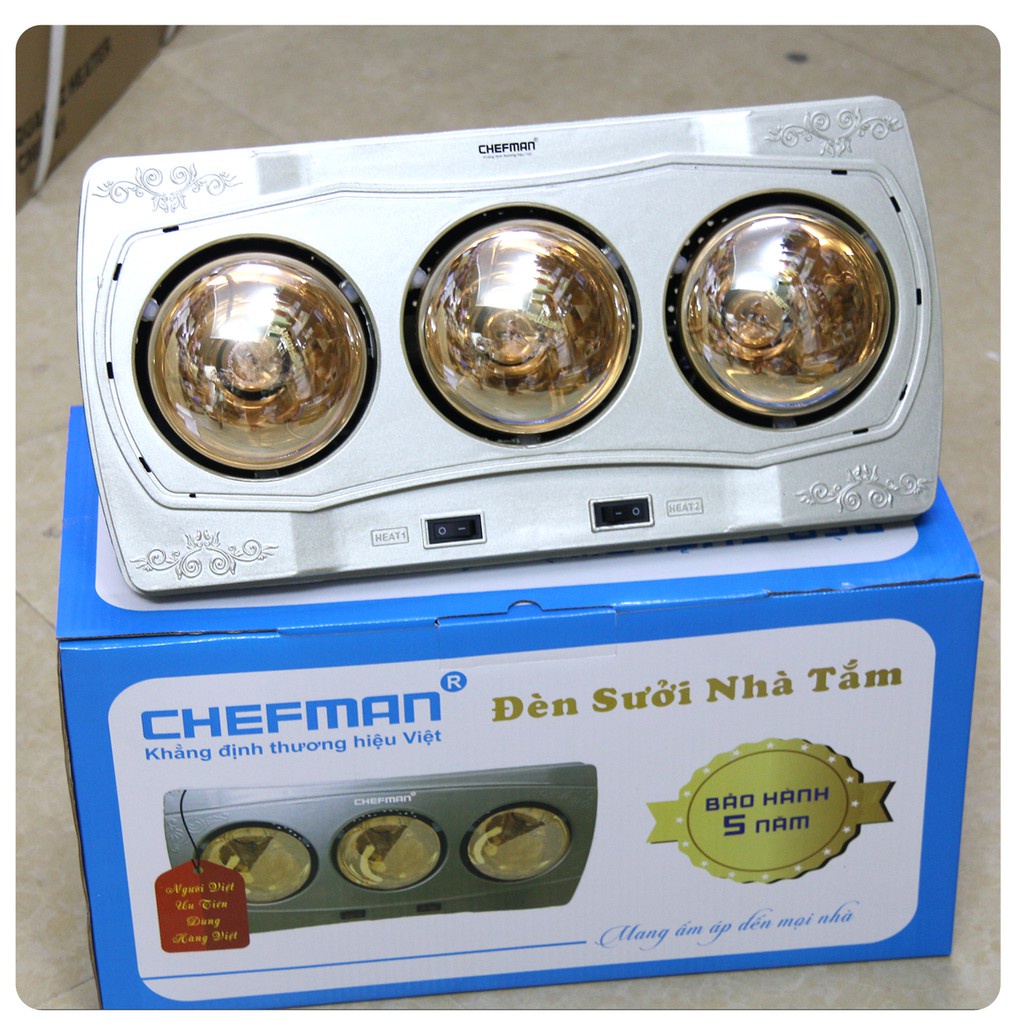 Đèn Sưởi Nhà Tắm Chefman 2 Bóng CM-623B Công Suất 825W, Chất Liệu Nhựa ABS Chống Cháy Nổ - BẢO HÀNH 12 THÁNG