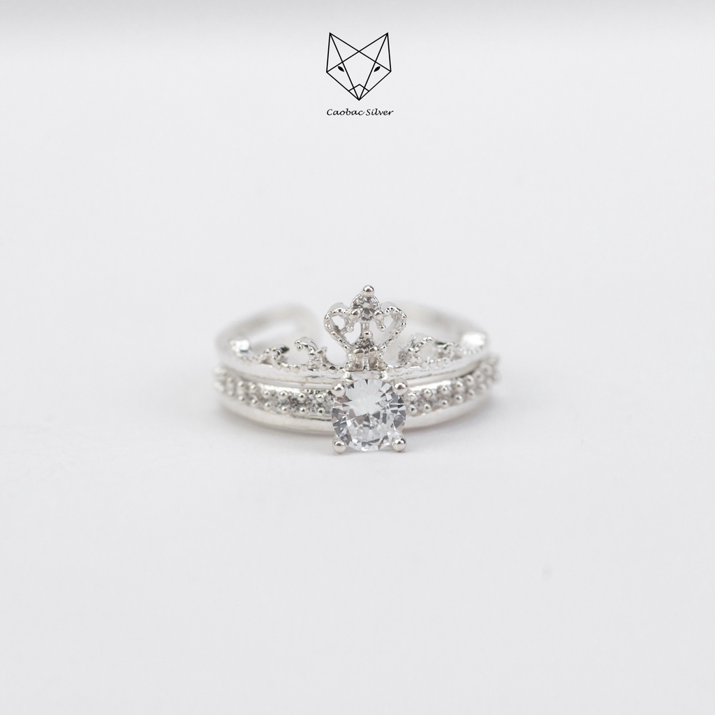 Nhẫn Bạc Ta Cao Cấp CaoBac Silver Vương Miện Ghép Đính Đá Sang Trọng Dành Tặng Riêng Cho Bạn Gái