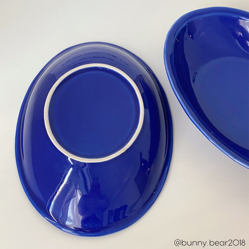 Đĩa sứ xanh ngọc elip phong cách Đông Âu sang trọng cao cấp