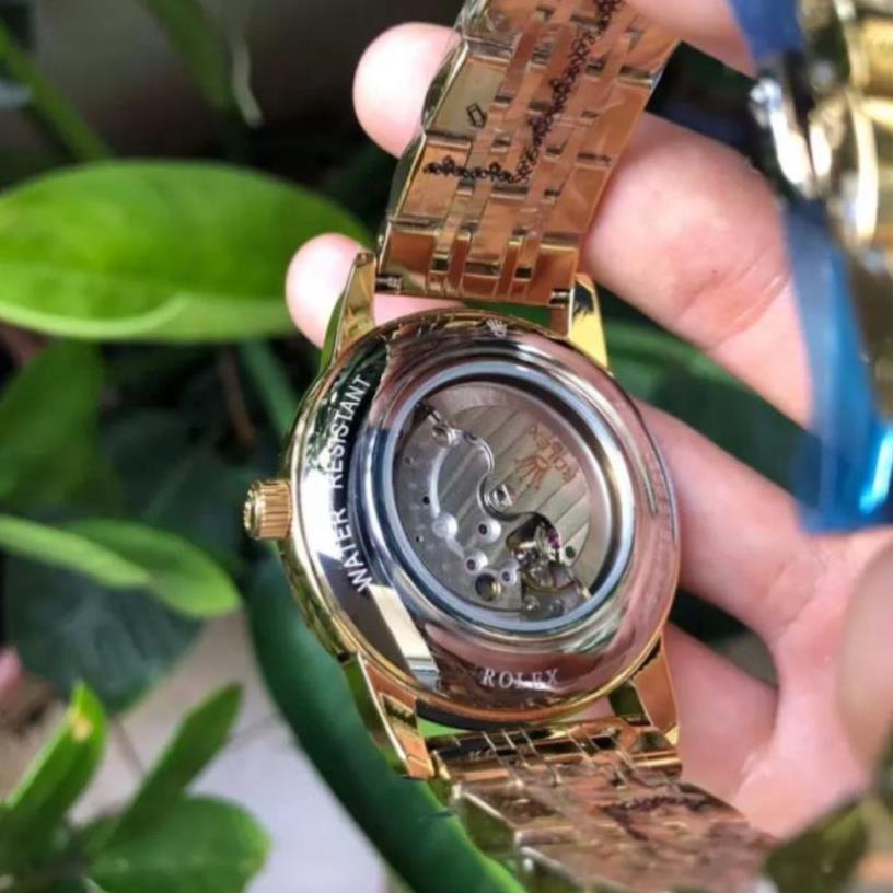 Đồng hồ Nam máy nhật, mẫu 3 kim mặt số đính đá, mặt xanh viền vàng,dòng cơ Automatic size 40mm , Đồng hồ thật giá trị th