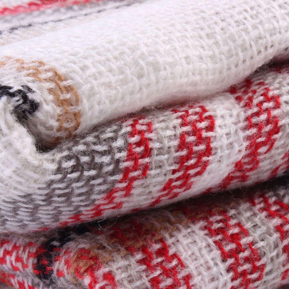 Khăn Choàng Cổ Dài Qua Gối Vải Cashmere Họa Tiết Sọc Caro Phong Cách Vintage Thời Trang Mùa Đông Cho Nữ