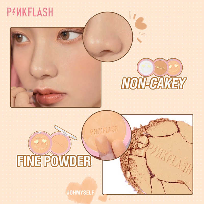 Pinkflash(Hàng Mới Về) Phấn Phủ Dạng Nén Kiềm Dầu Lâu Trôi Lên Đến 8 Giờ