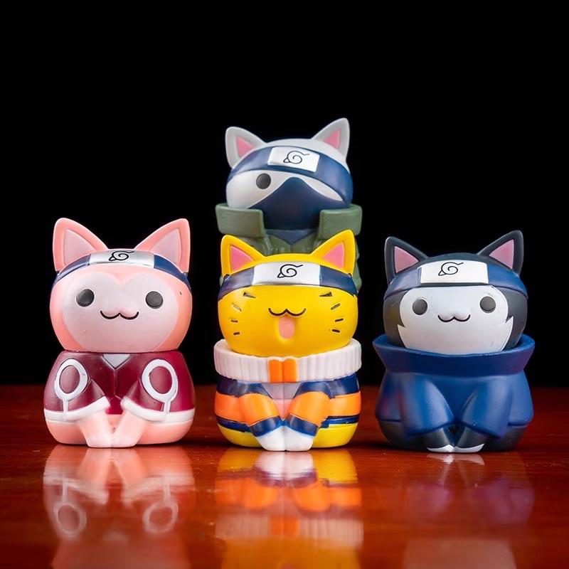 Mô hình Naruto - Set 8 Mô Hình Mèo chibi BẢN TO 6cm Naruto Tsum Tsum bằng PVC cao cấp