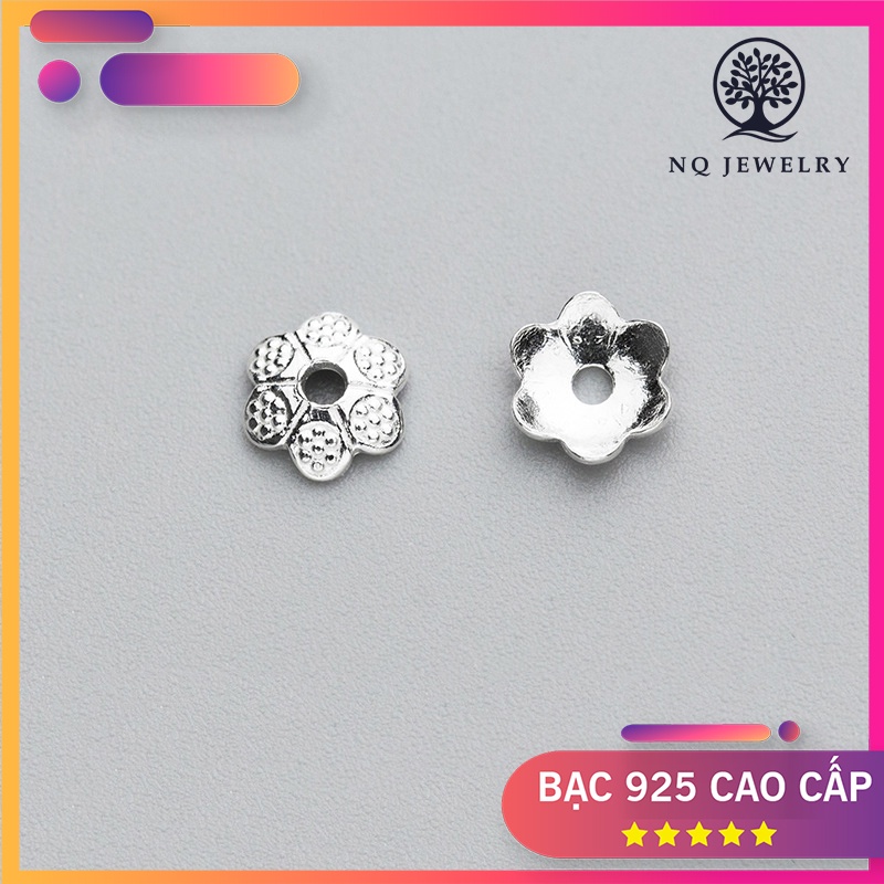 Charm bạc chụp hạt hoạ tiết hoa văn