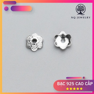 Charm bạc chụp hạt hoạ tiết hoa văn