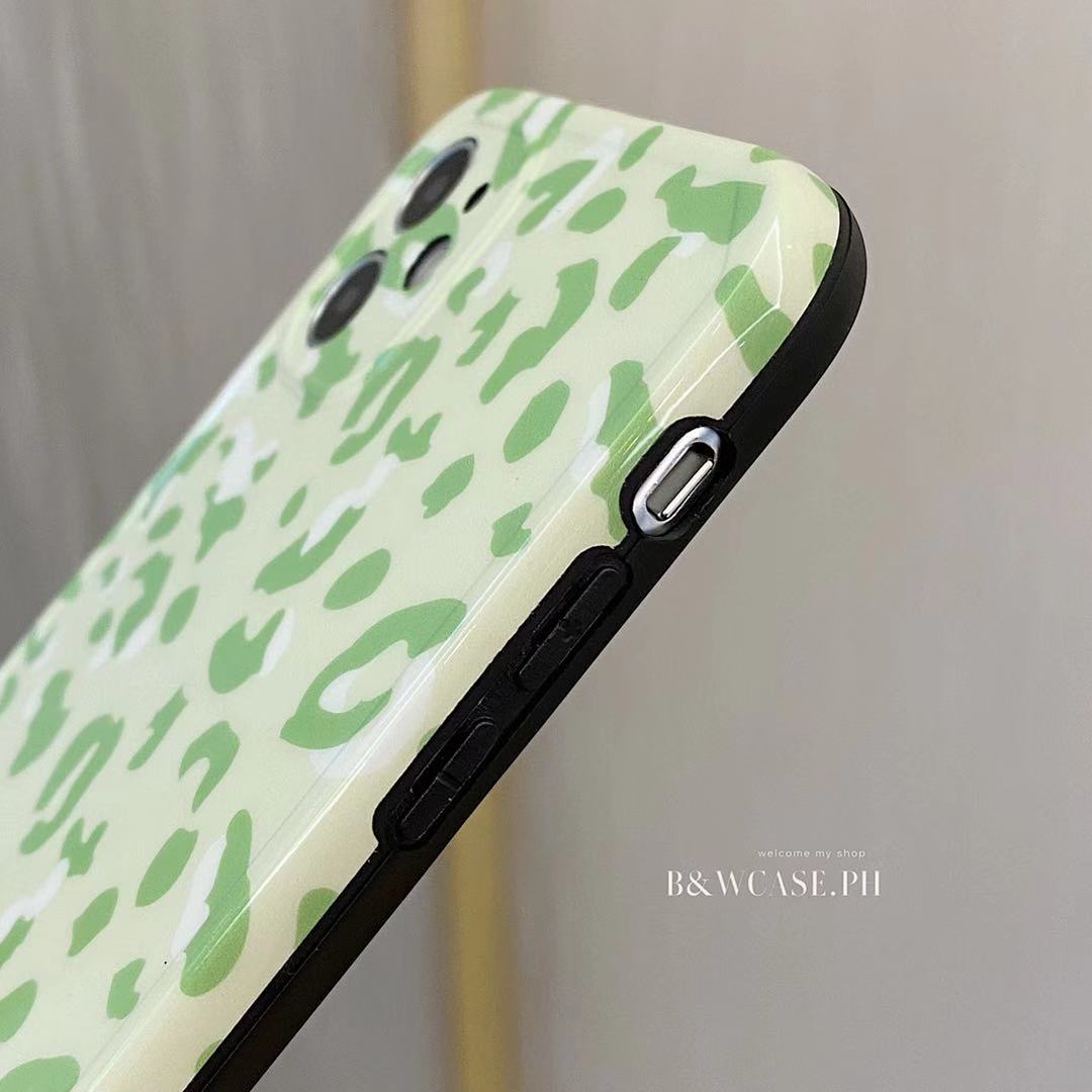 Fashion Matcha Green Blue Leopard Print Phone Case For iPhone 12 11 Pro Max IX XS Max XR i7 i8 Plus Cases Full Soft IMD Cover