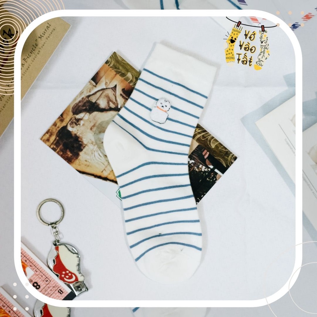 TẤT VỚ NỮ CỔ CAO CÚN XANH DƯƠNG NHẠT