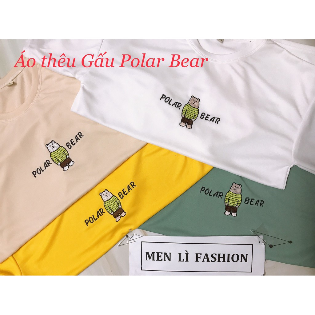 Áo Thun Unisex Nam Nữ Form Rộng Tay Lỡ THÊU GẤU POLAR BEAR