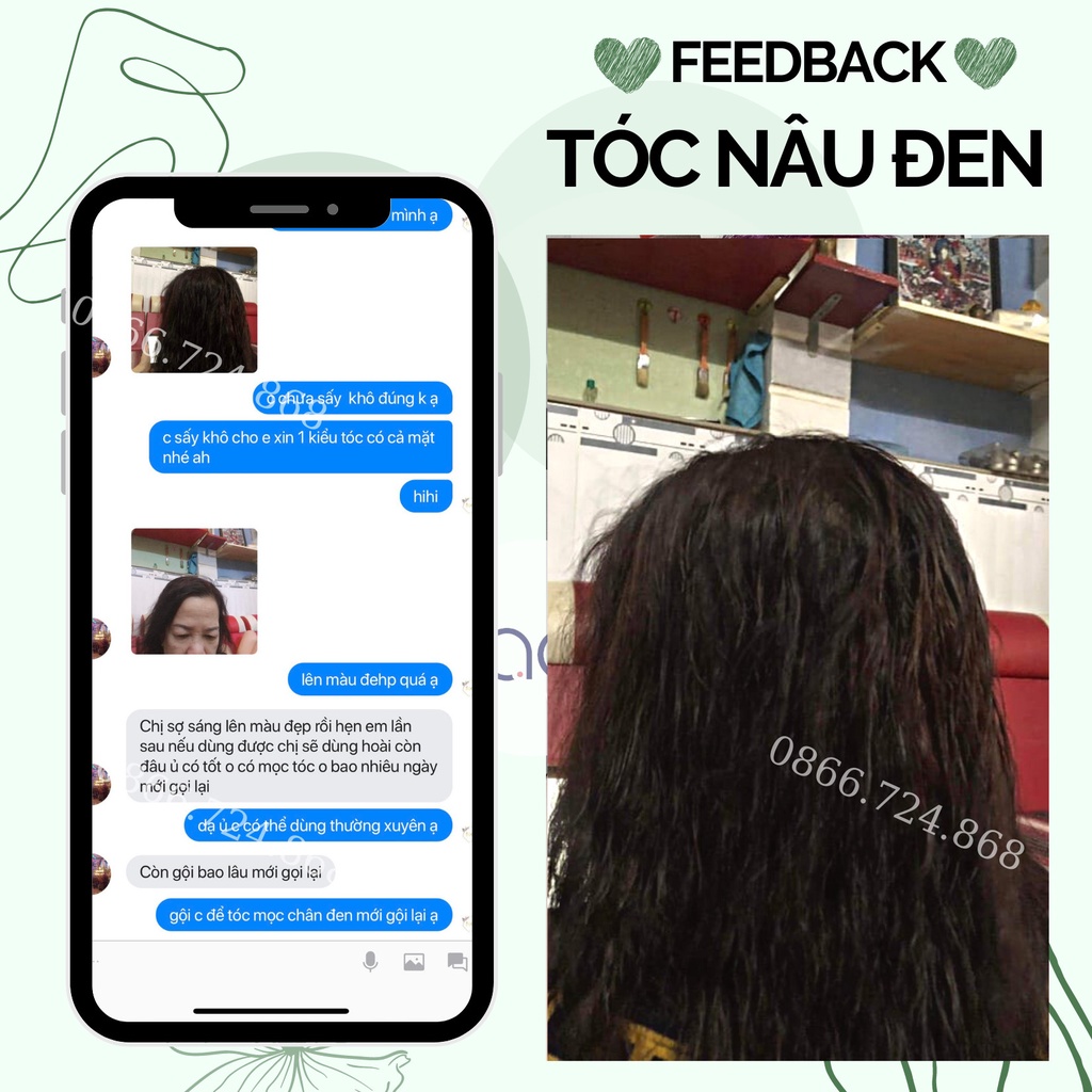 Dầu gội nhuộm Màu Nâu Đen Saco Dark Brown 02 thảo dược thiên nhiên không gây hư tổn cho tóc