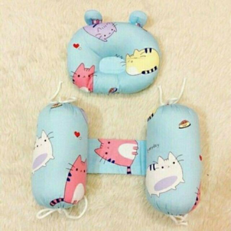 Set gồm chẹn bông /đỗ kèm gối cho bé sơ sinh lụa