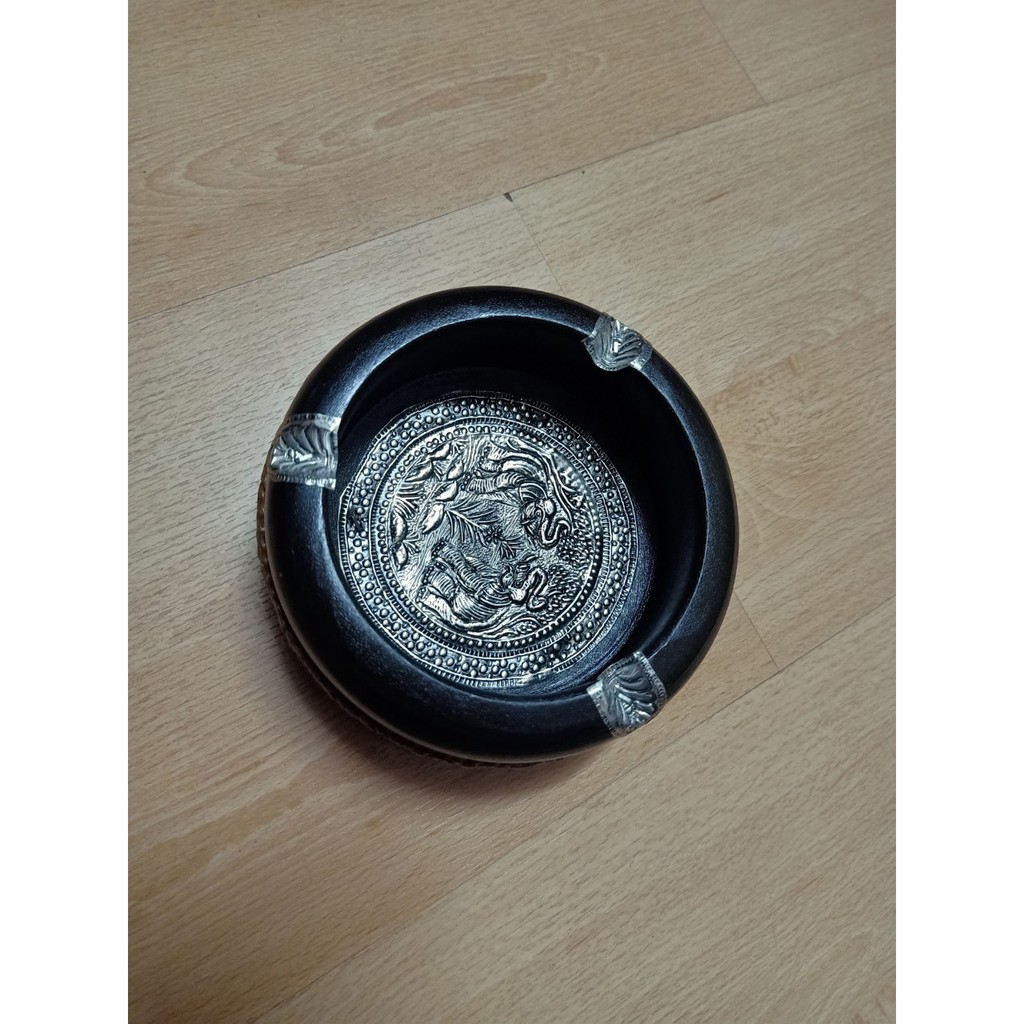 Gạt tàn thuốc lá gỗ hình tròn hàng Thái Lan cỡ to 12 cm